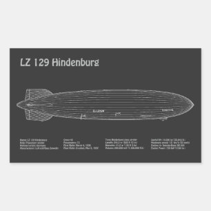 LZ 129 Hindenburg - Luchtschip Blauwdruk Plannen P Rechthoekige Sticker