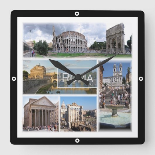 LZO006 ROME, Mosaic, Lazio, Italië Vierkante Klok (Voorkant)