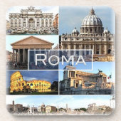 LZO010 mozaïek van ROME, Lazio, Italië; Bier Onderzetter (Voorkant)