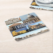 LZO010 mozaïek van ROME, Lazio, Italië; Kartonnen Onderzetters (Schuin)