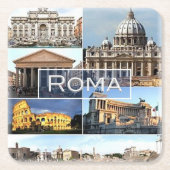 LZO010 mozaïek van ROME, Lazio, Italië; Kartonnen Onderzetters (Voorkant)