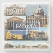 LZO010 mozaïek van ROME, Lazio, Italië; Stenen Onderzetter (Voorkant)