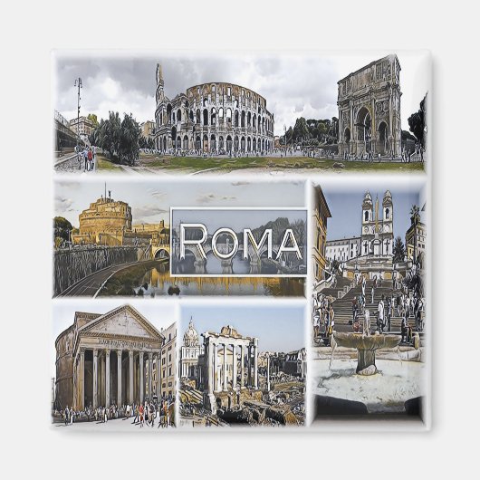 LZO012 ROME - Colosseum - Pantheon - Fridge Magneet (Voorkant)
