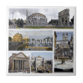 LZO012 ROME, Colosseum, Pantheon, Tegeltje (Voorkant)