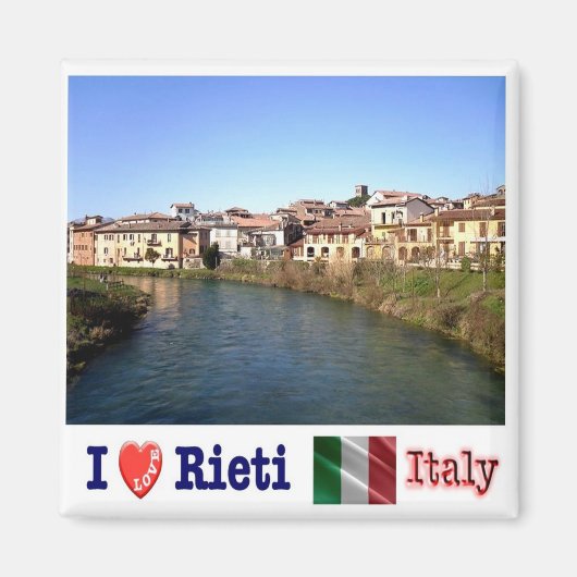 LZO036 RIETI Ik hou van, rivier Velino, Italië, ko Magneet (Voorkant)