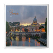 LZO039 ROME - Sant' Angelo brug, schemering, Tegeltje (Voorkant)