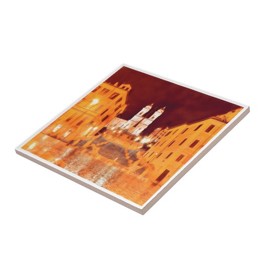 LZO051 PIAZZA DI SPAGNA, ROME bij nacht, Tegeltje (Zijkant)