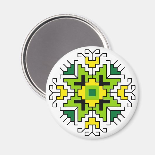 M0014 Magnet Bulgaars folkmotief shevitsa groen (Voorkant / Achterkant)