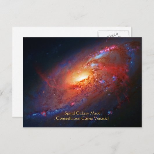 M106 Spiral Galaxy, Canes Venatici Briefkaart (Voorkant / Achterkant)