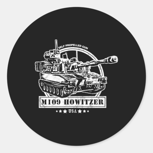 M109 Zelfrijdende houwitser Ronde Sticker (Voorkant)