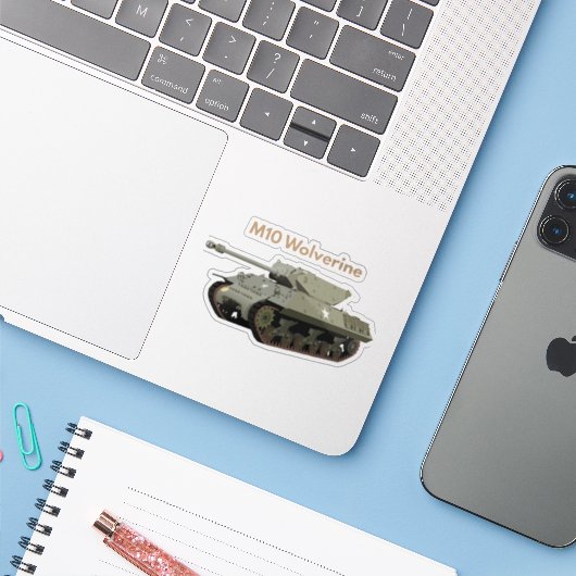 M10 Wolverine American WW2 Tank Destroyer Sticker (Laptop met iPhone)