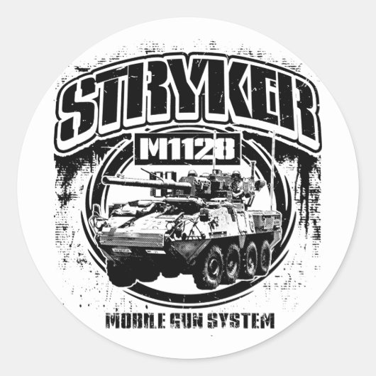 M1128 Stryker Mobile Pistool System Ronde Sticker (Voorkant)