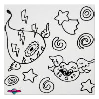 M13 Weird Love Flying Winged Eye and Lips Poster