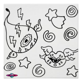 M13 Weird Love Flying Winged Eye and Lips Poster