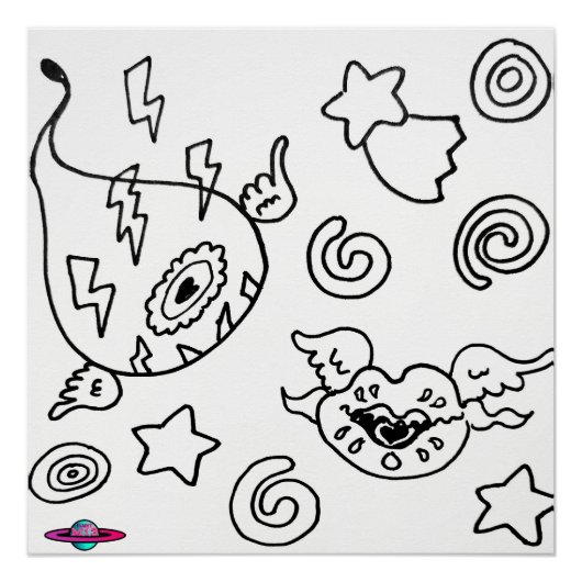 M13 Weird Love Flying Winged Eye and Lips Poster (Voorkant)