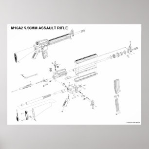 M16A2 Poster met asfaltriffels van 5,56 mm