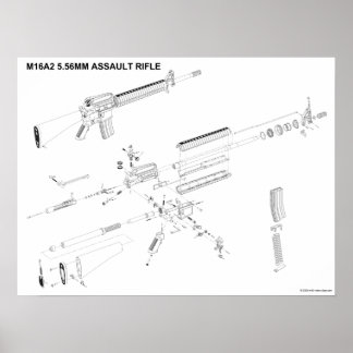 M16A2 Poster met asfaltriffels van 5,56 mm