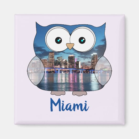 M190131 mollige uil | Miami Souvenir Magneet (Voorkant)