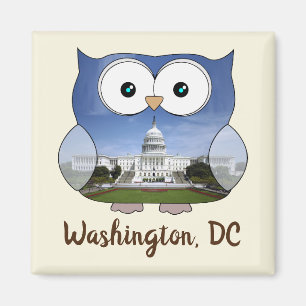 M190132 Chubby Owl   Washington DC i Souvenir Magneet