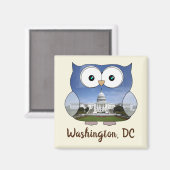 M190132 mollige uil | Washington DC i Souvenir Magneet (Voorkant / Achterkant)