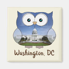 M190132 mollige uil | Washington DC i Souvenir Magneet