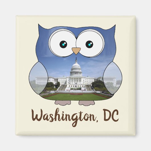 M190132 mollige uil | Washington DC i Souvenir Magneet (Voorkant)