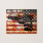 M1911 Silhouette op de robuuste Amerikaanse vlag Legpuzzel (Horizontaal)