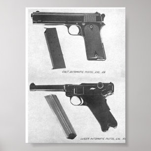 m1911 vs. Luger P08 pistool Poster