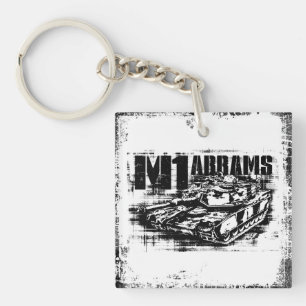 M1 Abrams Square (dubbelzijdig) Sleutelhanger
