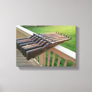 M1 Garand groepsfoto bij zonsondergang Canvas Afdruk