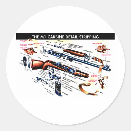 M1 gestripte karabijn ronde sticker (Voorkant)