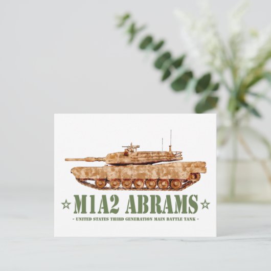 M1A2 Abrams US MBT Tank Desert Storm Veteraan Briefkaart (Staand voorkant)