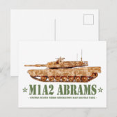 M1A2 Abrams US MBT Tank Desert Storm Veteraan Briefkaart (Voorkant / Achterkant)