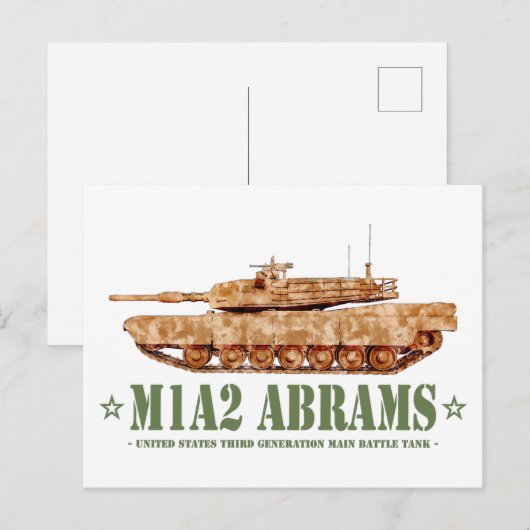 M1A2 Abrams US MBT Tank Desert Storm Veteraan Briefkaart (Voorkant / Achterkant)