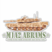 M1A2 Abrams US MBT Tank Desert Storm Veteraan Sticker (Voorkant)