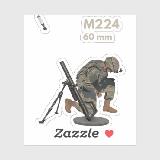 M224 Mortar met Gunner Sticker (Vel)