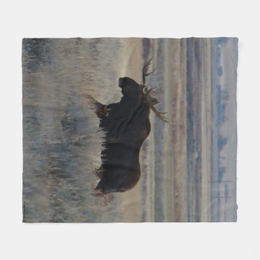 M2 Bull Moose op de Prairies Fleece Deken (Voorkant (Horizontaal))