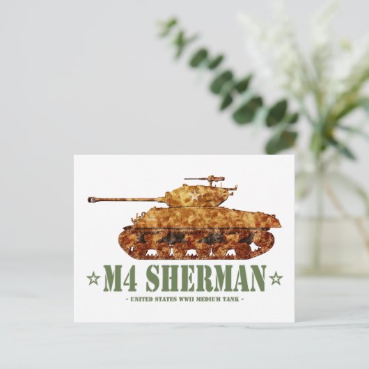 M4 Sherman Tweede Wereldoorlog Amerikaanse Medium  Briefkaart (Staand voorkant)
