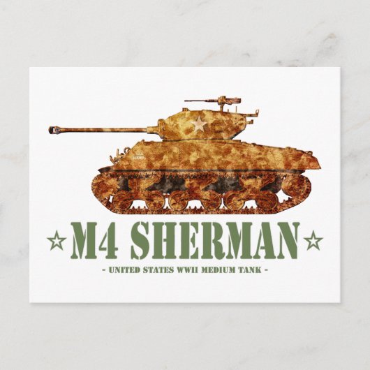 M4 Sherman Tweede Wereldoorlog Amerikaanse Medium Briefkaart (Voorkant)