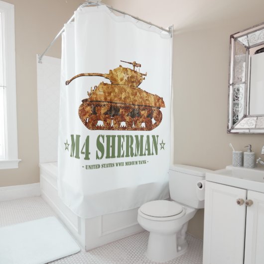M4 Sherman Tweede Wereldoorlog Amerikaanse Medium  Douchegordijn (In situ)