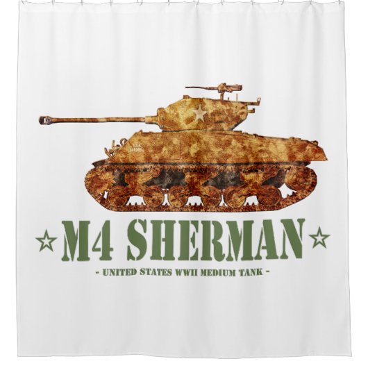 M4 Sherman Tweede Wereldoorlog Amerikaanse Medium  Douchegordijn (Voorkant)