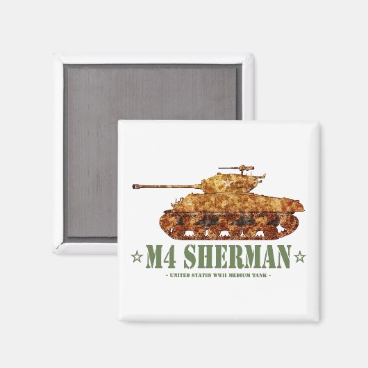 M4 Sherman Tweede Wereldoorlog Amerikaanse Medium  Magneet (Voorkant / Achterkant)