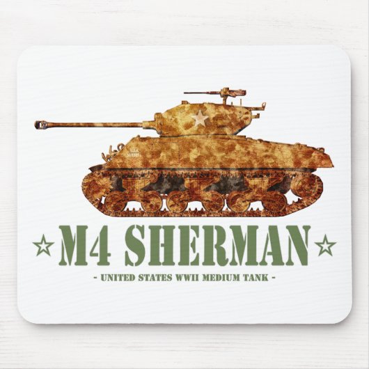 M4 Sherman Tweede Wereldoorlog Amerikaanse Medium  Muismat (Voorkant)