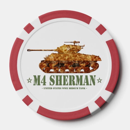 M4 Sherman Tweede Wereldoorlog Amerikaanse Medium  Poker Chips (Achterkant)