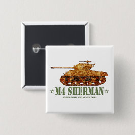 M4 Sherman Tweede Wereldoorlog Amerikaanse Medium  Vierkante Button 5,1 Cm