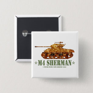 M4 Sherman Tweede Wereldoorlog Amerikaanse Medium Vierkante Button 5,1 Cm