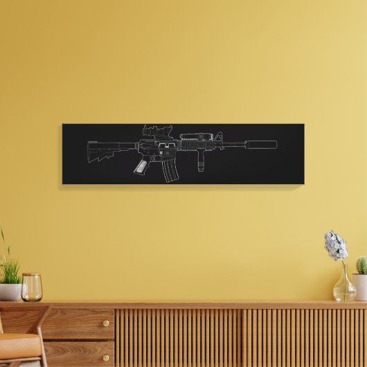 M4 SOPMOD Black Canvas Afdruk (Insitu (Woonkamer))