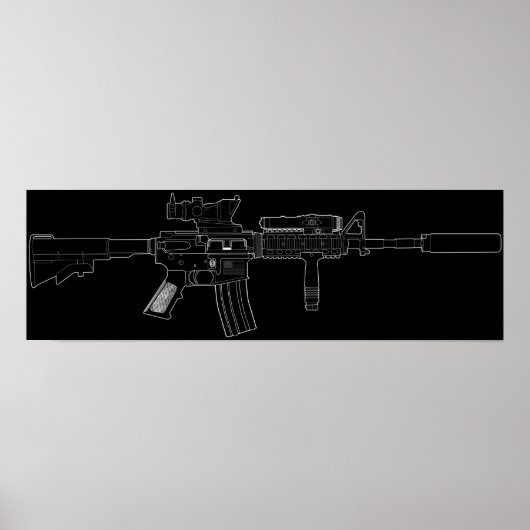 M4 SOPMOD Black Poster (Voorkant)