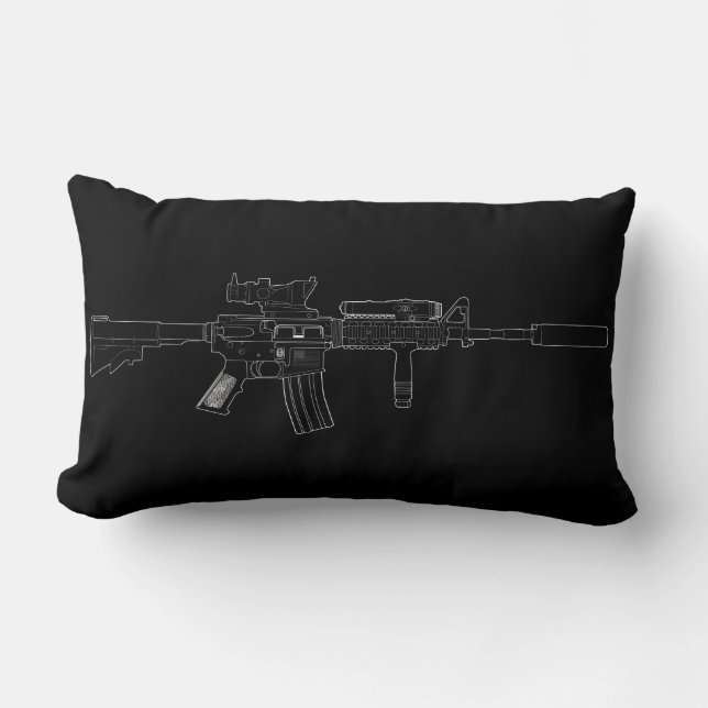 M4 SOPMOD Lumbar Pillow Black Kussen (Voorkant)