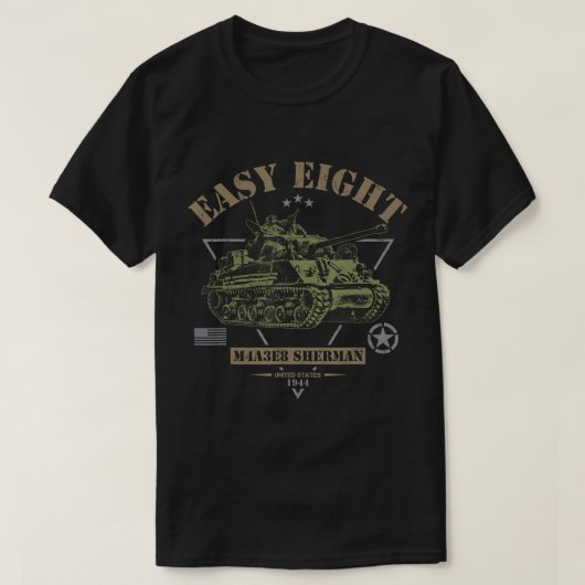 M4A3E8 'Easy-Acht' Sherman WW2 Tank T-Shirt (Design voorkant)